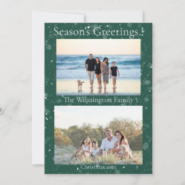 Cartão Placa Plana de Natal da Família Sasonal Quintet