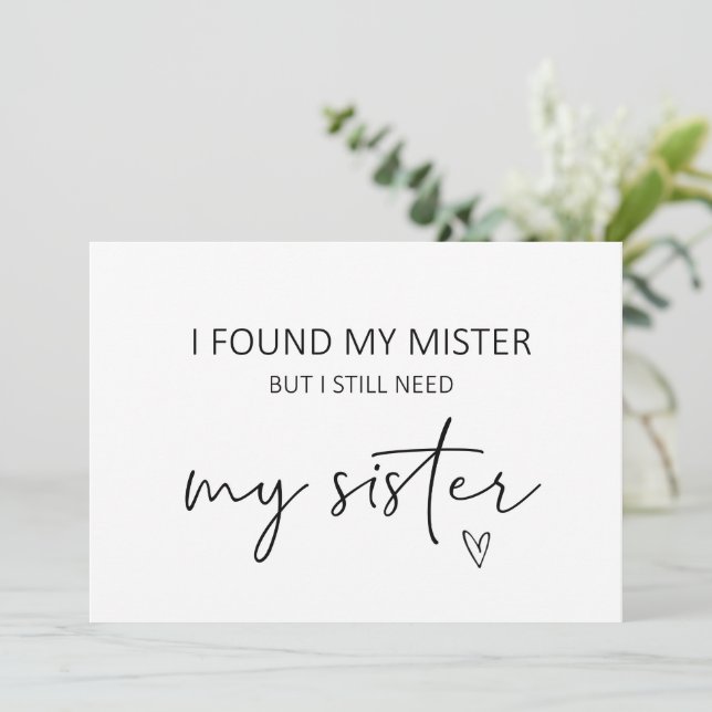 Cartão Placa plana de proposta da Bridesmaid Sister (Em pé/Frente)