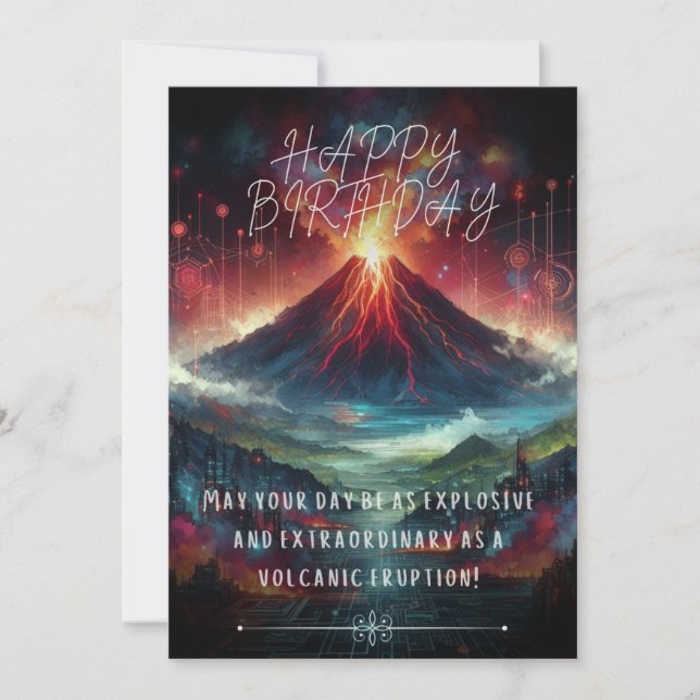 Cartão Placa Plana de Vulcão Feliz Aniversário (Frente)