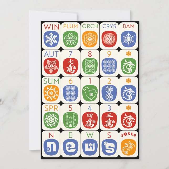 Cartão Placa Plana Moderna Mah Jongg (Frente)