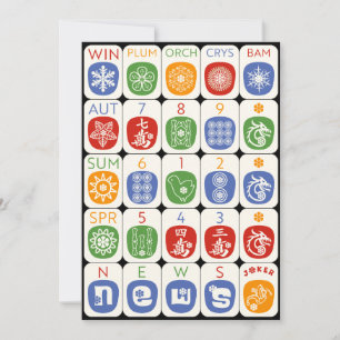 Cartão Placa Plana Moderna Mah Jongg