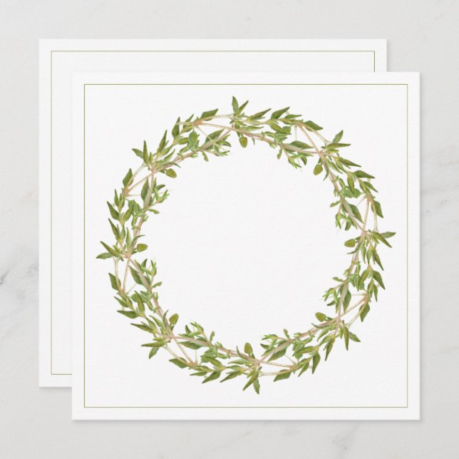 Cartão Placa plana quadrada THYME WREATH de 5,25" (Frente/Verso)