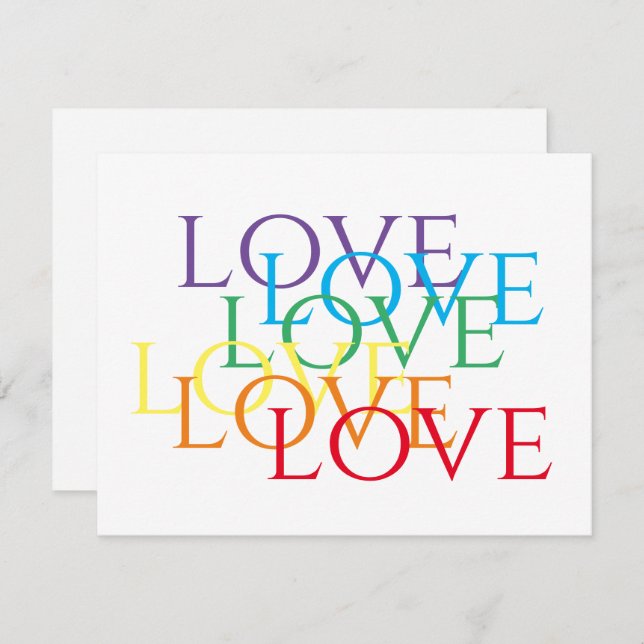 Cartão Placa plana RAINBOW LOVE 4.25x6.25 (Frente/Verso)