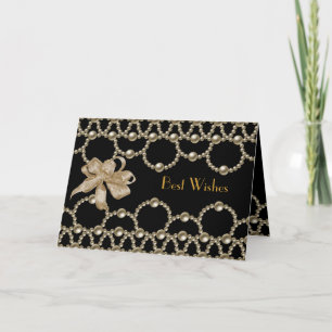 Cartão Placa Preta Pérolas Arco Melhores Desejos ou Anive