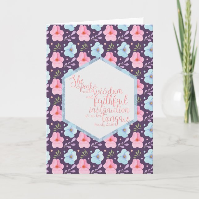 Cartão Placa Proverbs 31:26 (Frente)