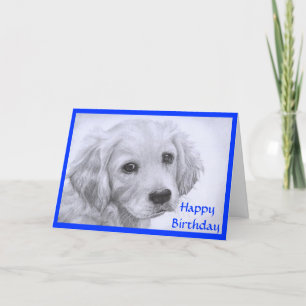 Cartão Placa Puppy para Ouro de aniversário feliz