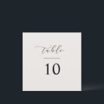 Cartão Placa Quadrada de Número de Tabela de Script<br><div class="desc">Nosso sinal de cartão de número de tabela apresenta o script com letra manual e a tipografia clássica para uma maneira mínima e elegante de exibir os números de tabela no seu casamento ou evento.</div>