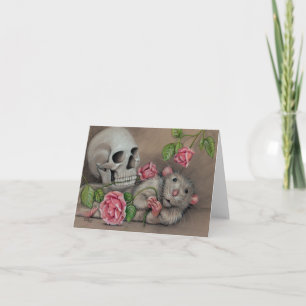 Cartão Placa Rat Rosa Skull Note