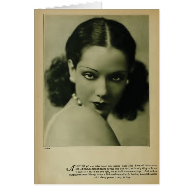 Cartão Placa retrátil Lupe Velez 1929 vintage (Frente)
