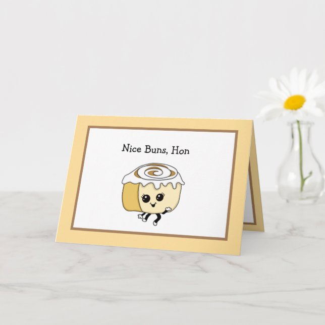 Cartão Placa Romântica Flirty Cinnamon Roll Comida (Planta pequena)