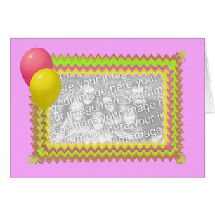 Cartão Placa Rosa Com Balões