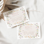 Cartão Placa RSVP de Casamento de Pastel Wildflower Paste<br><div class="desc">Imprima seus hóspedes com este design clássico, mas caprichoso, com flores silvestres de cor aquática macia, misturadas com folhagem verde-luxuosa. Use os campos de texto para personalizar o cartão com seu próprio texto e detalhes. Se quiser alterar o estilo da fonte, a cor ou o posicionamento do texto, basta clicar...</div>