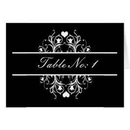 Cartão placa sentada da mesa preta