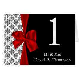 Cartão placa sentada da mesa vermelha