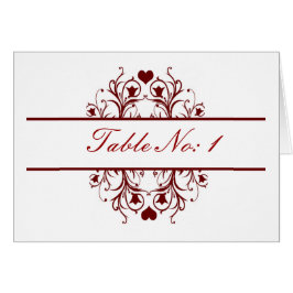 Cartão placa sentada da mesa vermelha