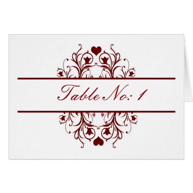 Cartão placa sentada da mesa vermelha (Frente horizontal)