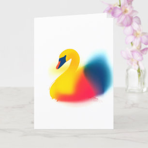 Cartão Placa Silhueta de Cisne de Pintura Molhada Colorid