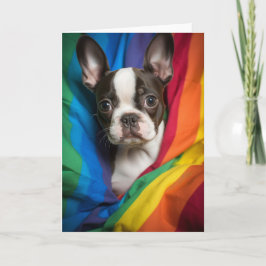 Cartão Placa terrier de orgulho gay Boston