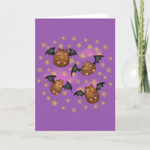 Cartão Placa vazio de morcegos de fofinho cúbico