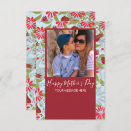 Cartão Placa vermelha Floral Desenhada à Mão do Dia de as