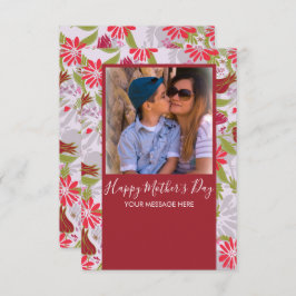 Cartão Placa vermelha Floral Desenhada à Mão do Dia de as