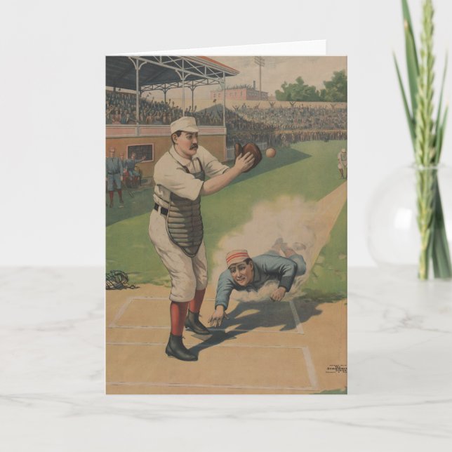 Cartão Placa Vintage Baseball Poster (Frente)