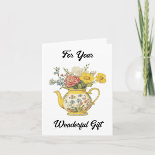 Cartão Placa Vintage Teapot Obrigado-You