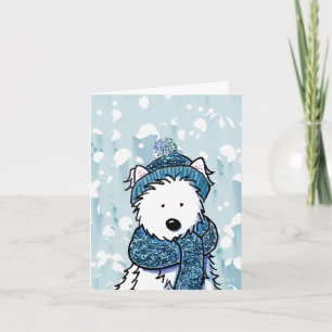 Cartão Placa Westie Sparkly Winter