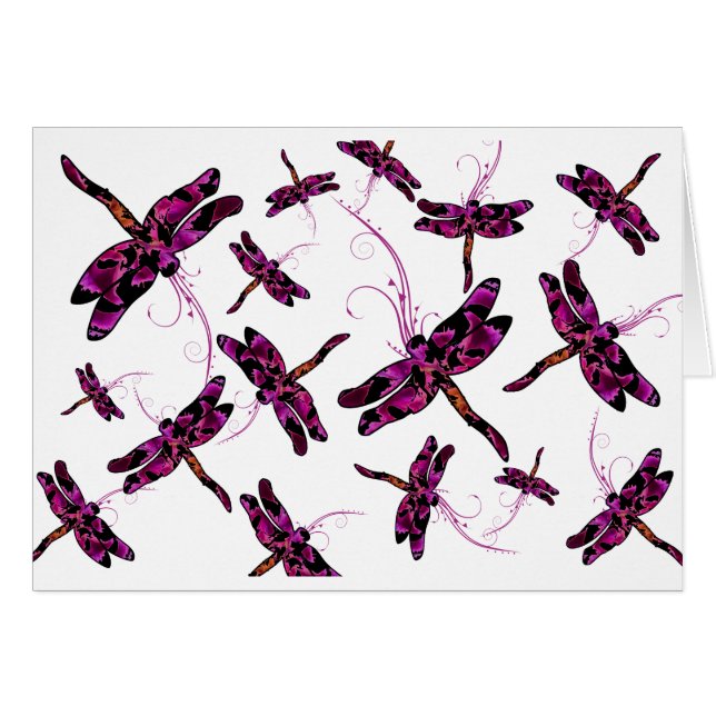 Cartão Placa Whimsic Dragonflies (Frente Horizontal)
