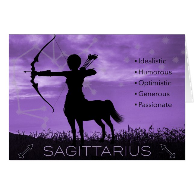 Cartão Placa Zodiac Sagittarius Archer com Traços (Frente Horizontal)