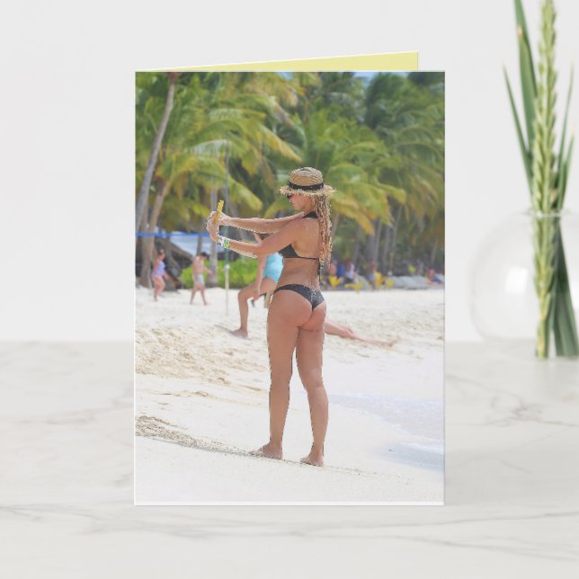 CARTÃO PLACAS DE ANIVERSÁRIO BIKINI BIG BOTTOM GIRL FUNNY (Frente)