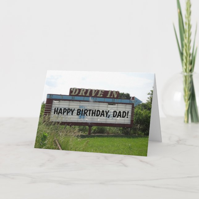 Cartão PLACAS DE ANIVERSÁRIO DO pai, CONDUZIR NO FILME (Frente)