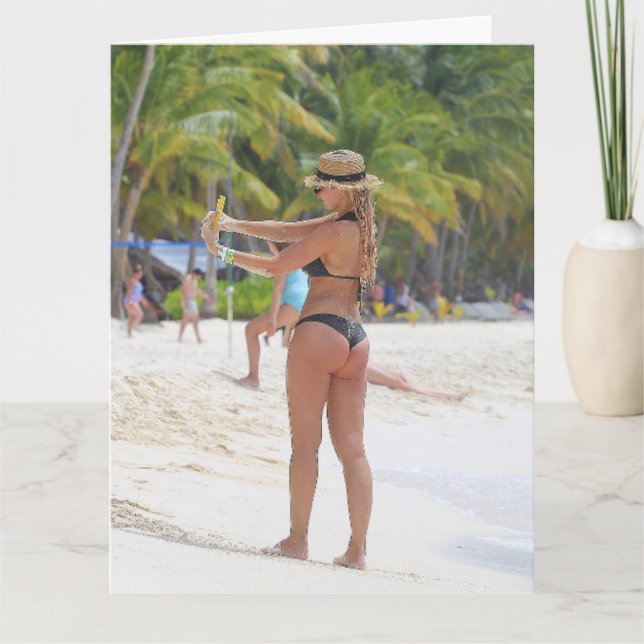 CARTÃO PLACAS DE ANIVERSÁRIO GIGANTE PARA GAROTA BIKINI B (Frente)