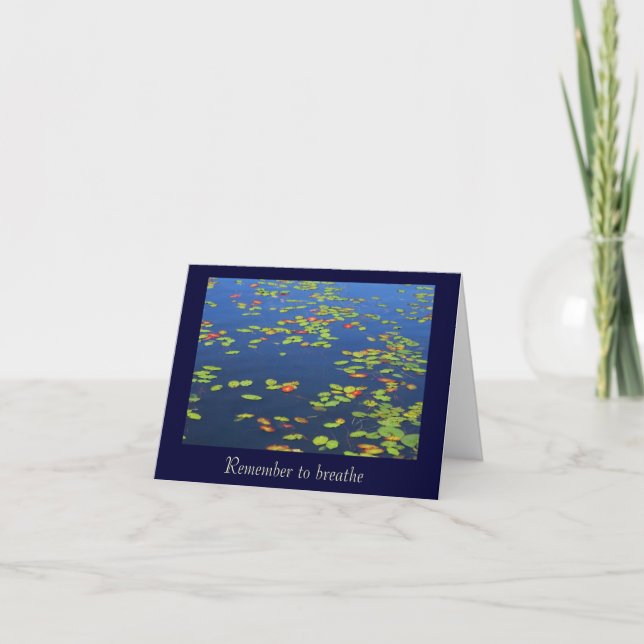 Cartão Placas de anotação de água azul e almofadas de lír (Frente)