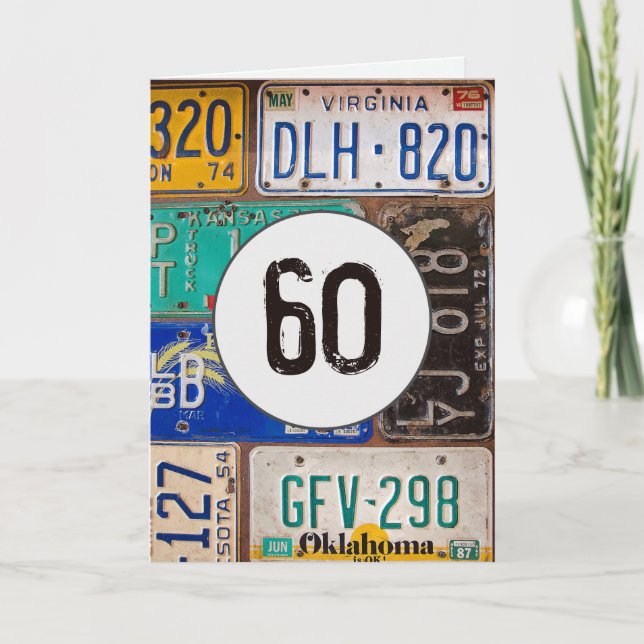 Cartão Placas de Licença de Vintage para a 60ª Carta de A (Frente)