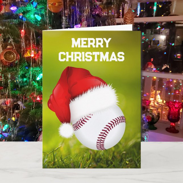 Cartão Placas de Natal Personalizadas do Baseball e Papai (Criador carregado)