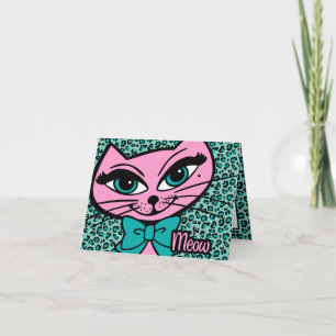 Cartão Placas de Nota de Gatinho de Impressão Leopardo