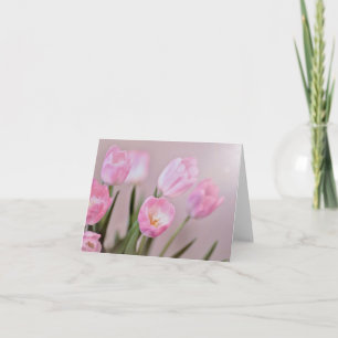Cartão Placas de Nota de Tulipa Rosa Esbranquiçada