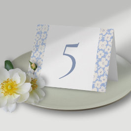 Cartão Placas de Número de Tabela de Casamento Azul e Bra