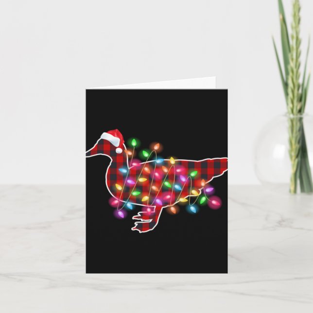Cartão Plaid Buffalo Duck Christmas Pajamas Xmas Lights F (Frente)