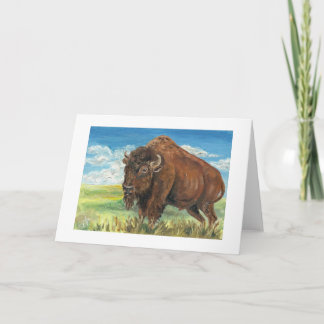 Cartão Plains Bull Buffalo American Bison Wildlife Art