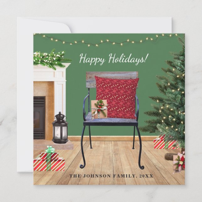 Cartão Plana de Feriado de Cena de Natal Russo (Frente)