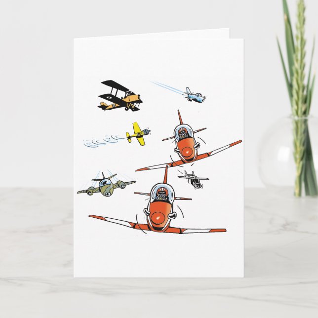 Cartão Plane Cartoons Greeting Card (Frente)