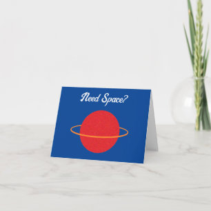 Cartão Planeta Retro Vermelho, Cartoon Espacial Sci-Fi Cl