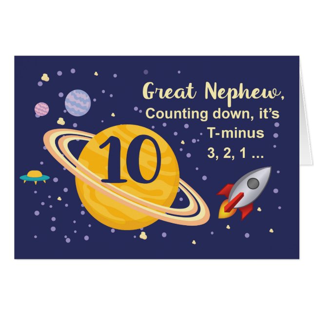 Cartão Planetas de Aniversário do Sobrinho do excelente 1 (Frente Horizontal)