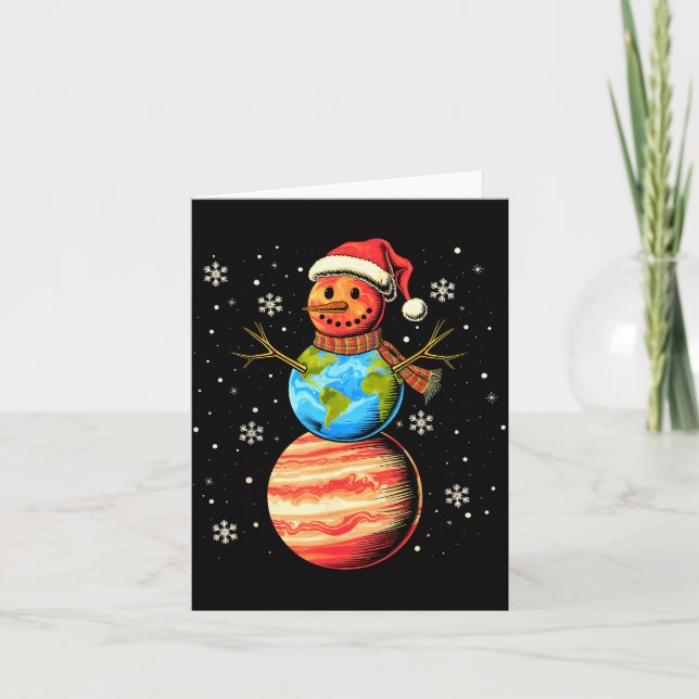 Cartão Planets Snowman Space Funny Christmas Astronomy Fo (Frente)