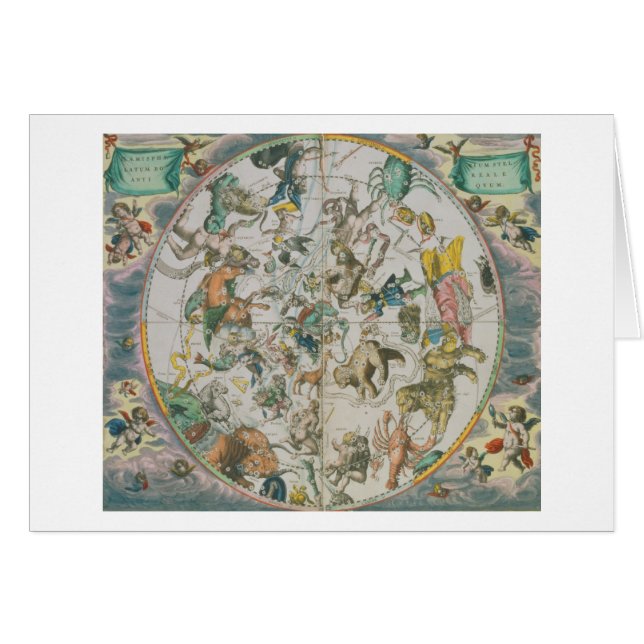 Cartão Planisphere celestial que mostra os sinais do Zod (Frente Horizontal)