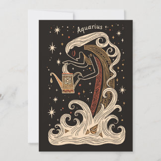 Cartão plano - Aquarius Celestial Zodiac Art
