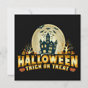 Cartão Plano Assustador de Halloween de Truque ou