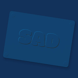 Cartão Plano Azul Efeito 3D Sinto-me Triste